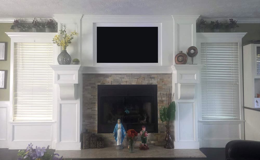 The same fireplace after the work